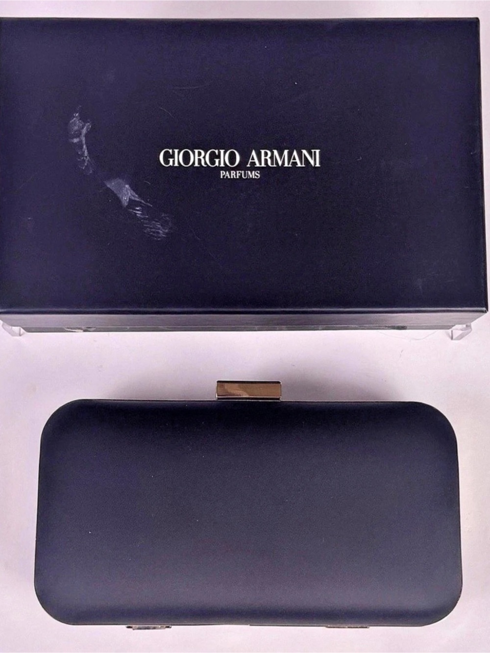 Giorgio Armani Parfums Hard Case Box Clutch Black